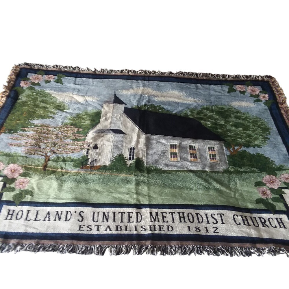 Holland's United Methodist Church Tapestry‎ Throw Blanket Established 1812 69x51